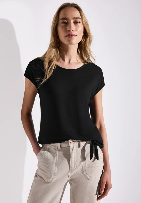 Shirt mit Knotendetail Black