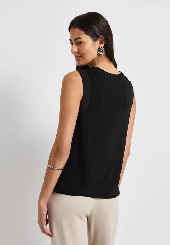 Top avec détails en mousseline Black