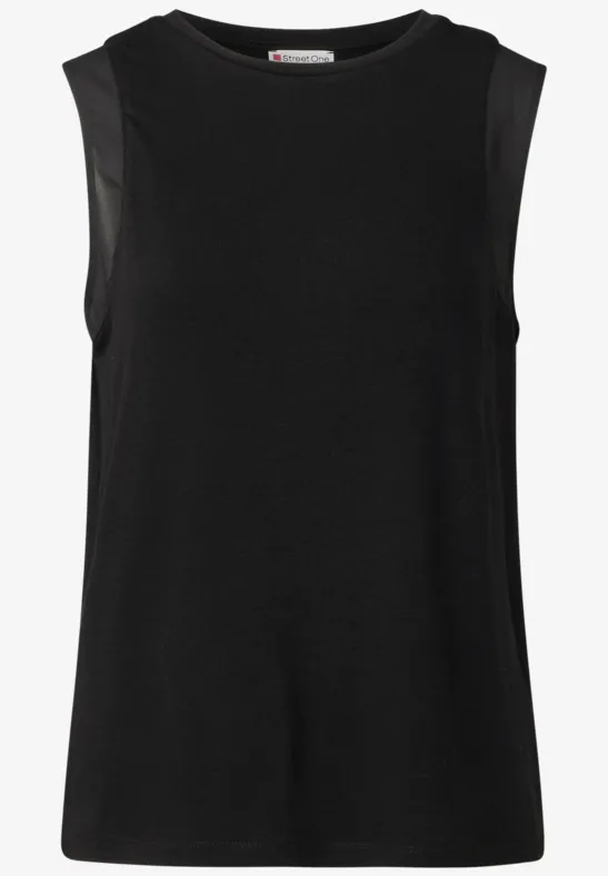 Top avec détails en mousseline Black