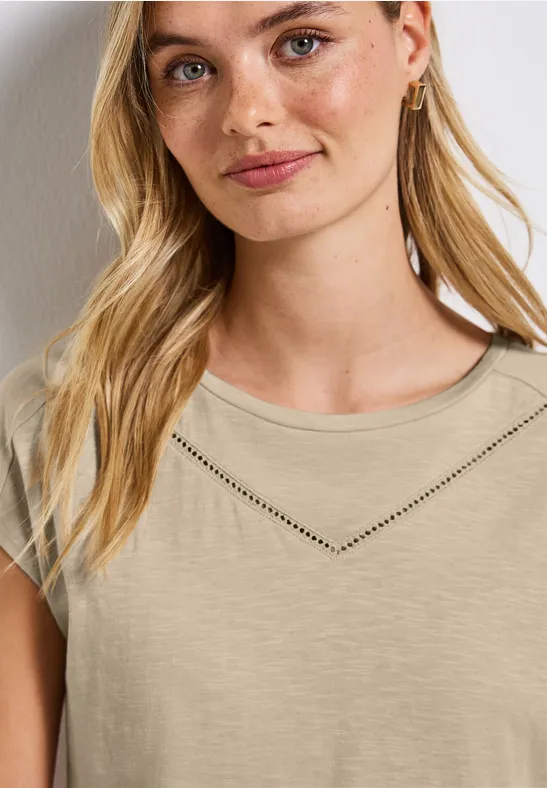 Shirt met decoratieve tape coastal beige