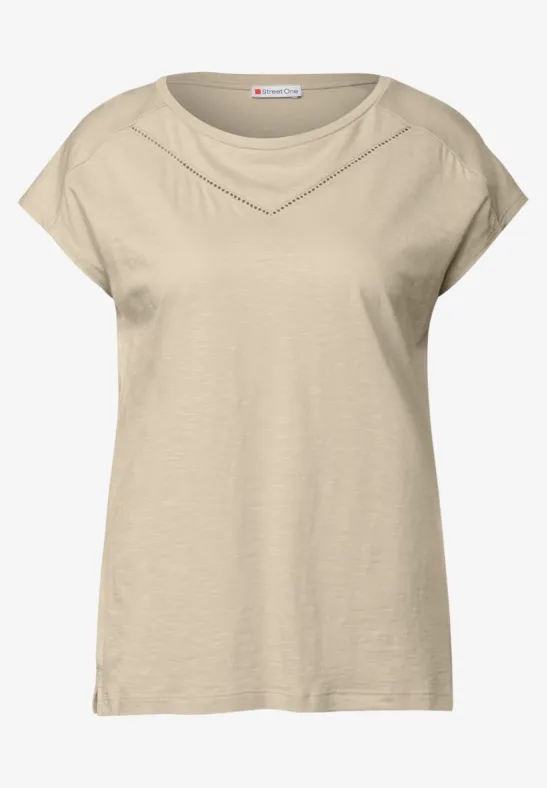 Shirt met decoratieve tape coastal beige