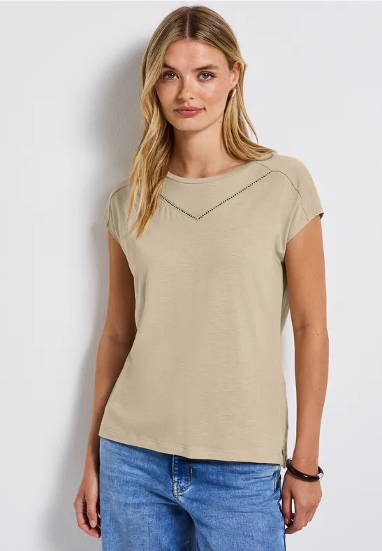 Shirt met decoratieve tape coastal beige