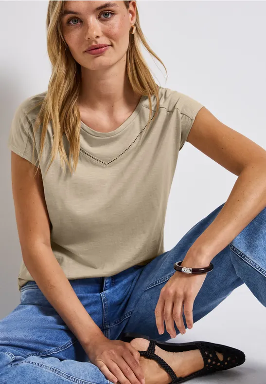 Shirt met decoratieve tape coastal beige