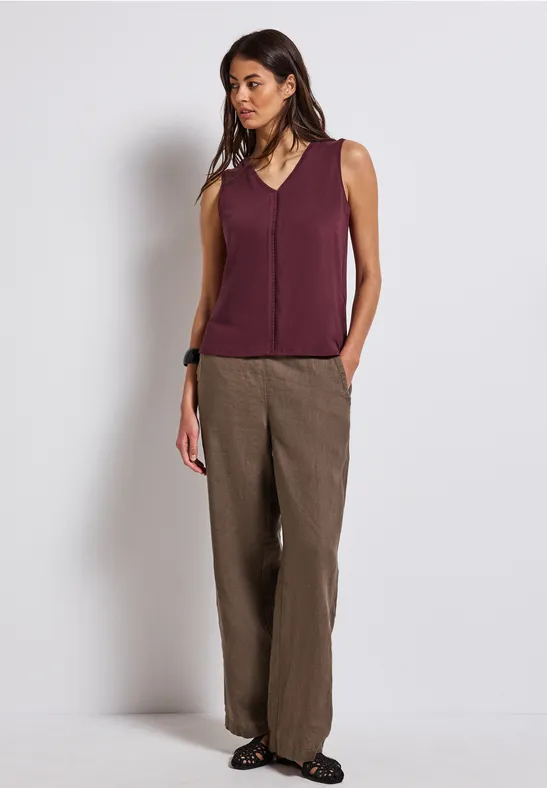 Jersey top met gehaakte details dark cherry red