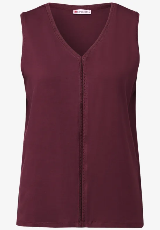 Jersey top met gehaakte details dark cherry red