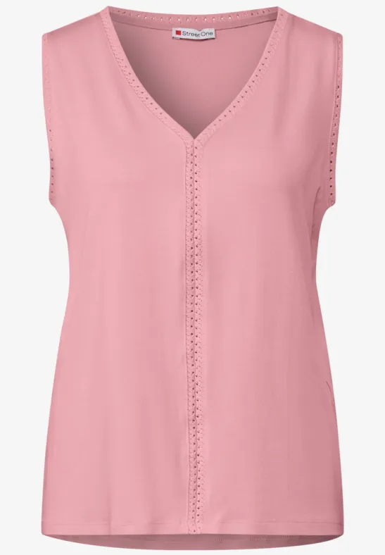 Jersey top met gehaakte details blush peach