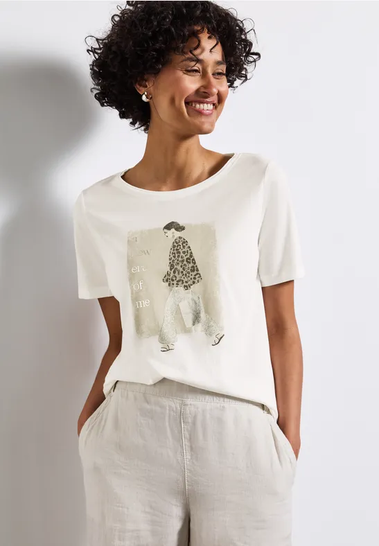 Zacht shirt met print off white