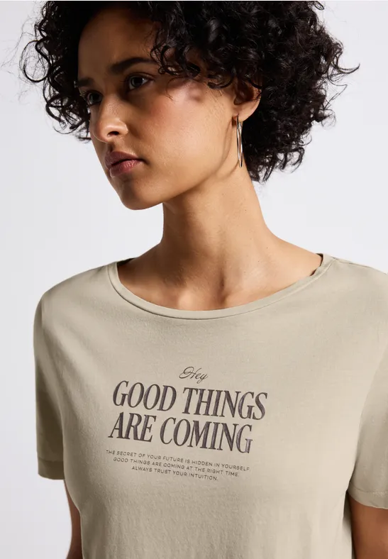 Shirt met gewassen look coastal beige