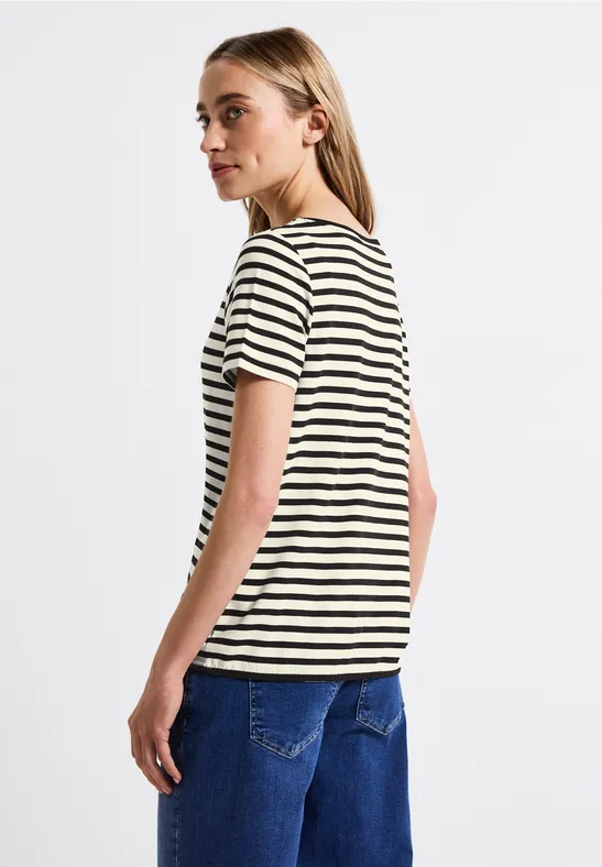 T-shirt à rayures avec imprimé Black