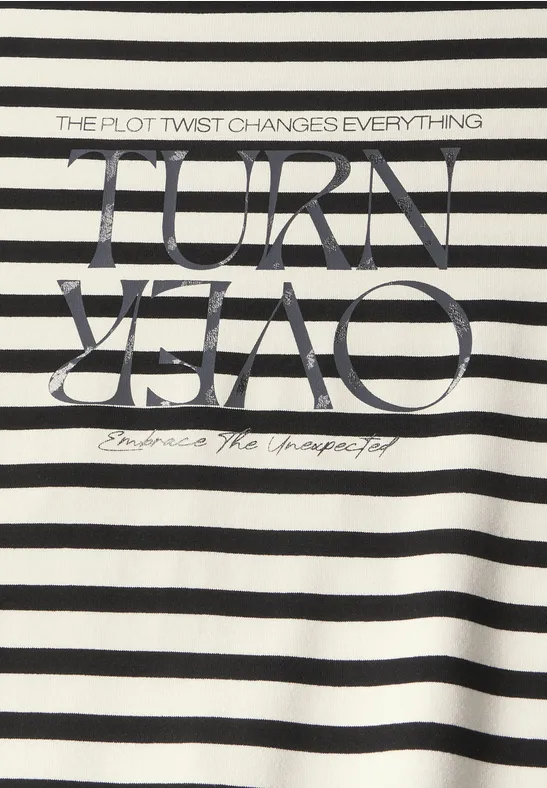 T-shirt à rayures avec imprimé Black