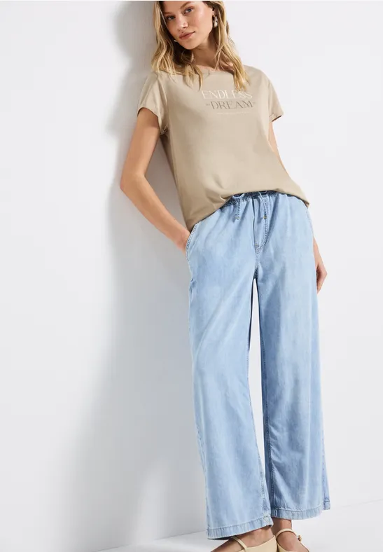 Shirt met tekst coastal beige