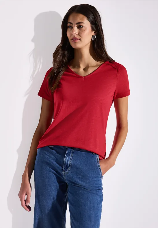 Basic Shirt in effen kleur glory red