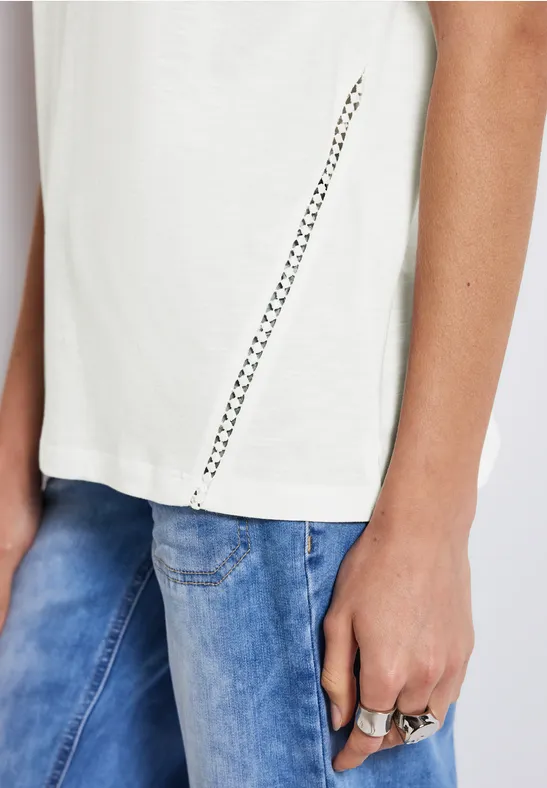 Shirt mit Häkeldetails off white