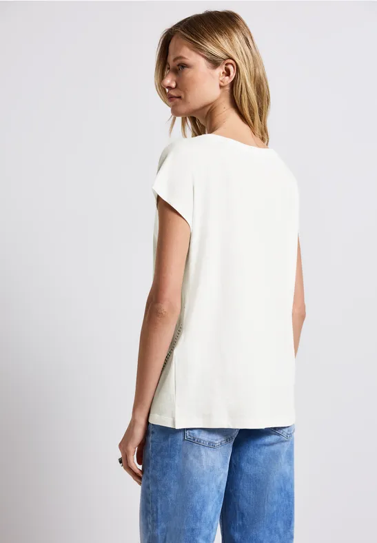 Shirt mit Häkeldetails off white
