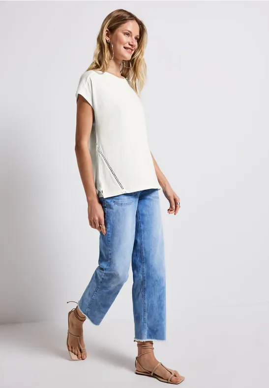 Shirt mit Häkeldetails off white