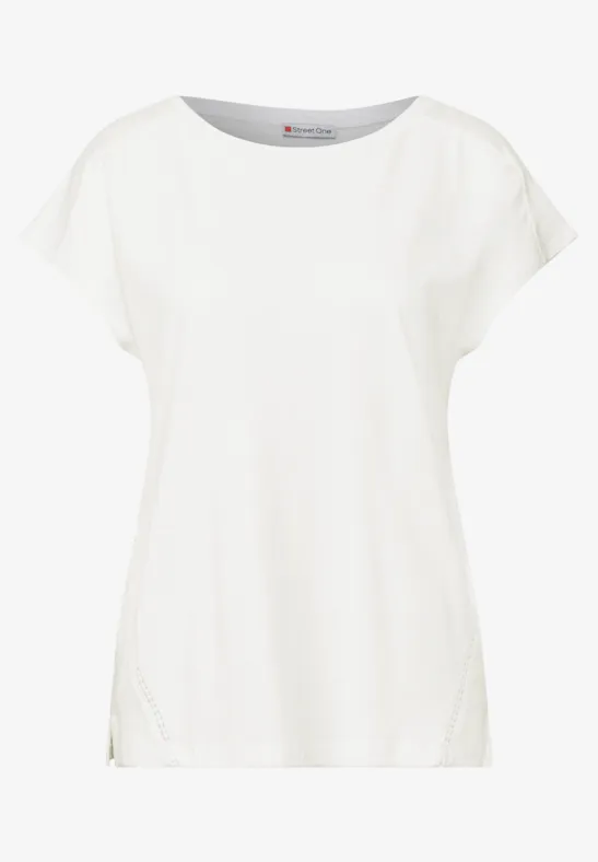 Shirt mit Häkeldetails off white