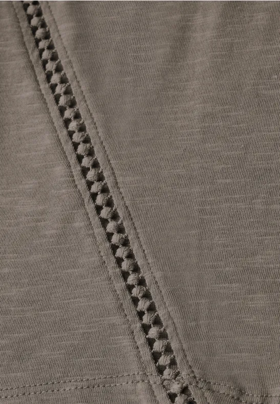 Shirt met gehaakte details dark tumbled beige
