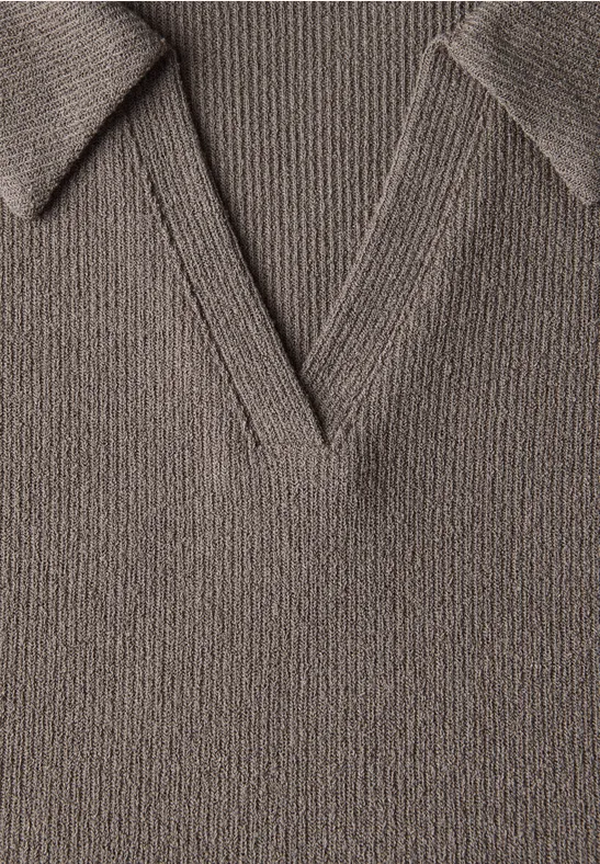 Strick-Look Poloshirt dark tumbled beige