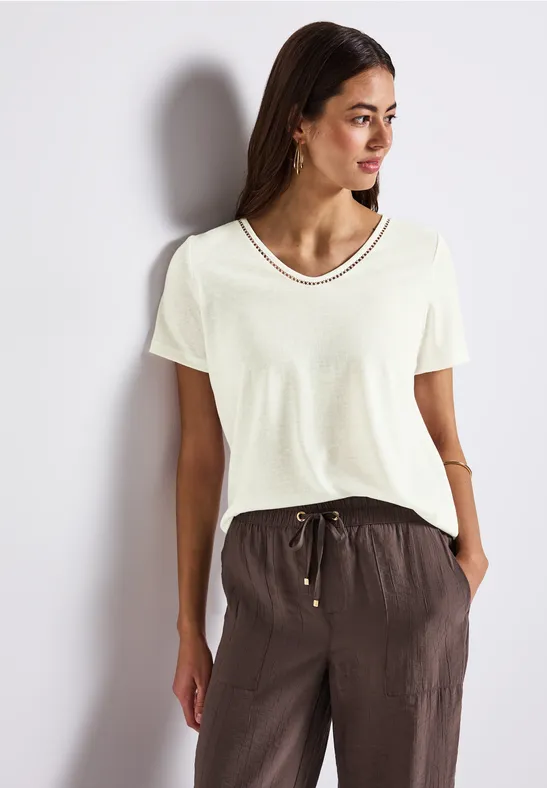 Shirt met linnen look off white