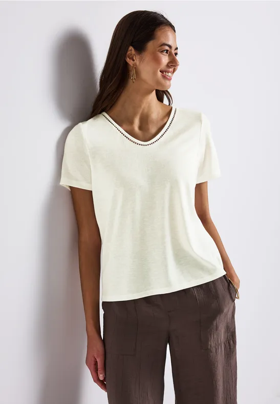 Shirt met linnen look off white