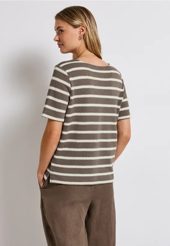 T-shirt à rayures structurées dark tumbled beige