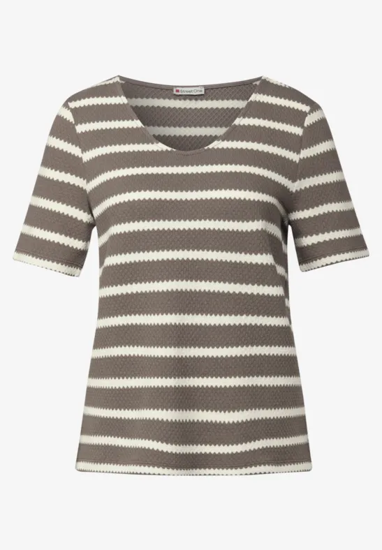 T-shirt à rayures structurées dark tumbled beige