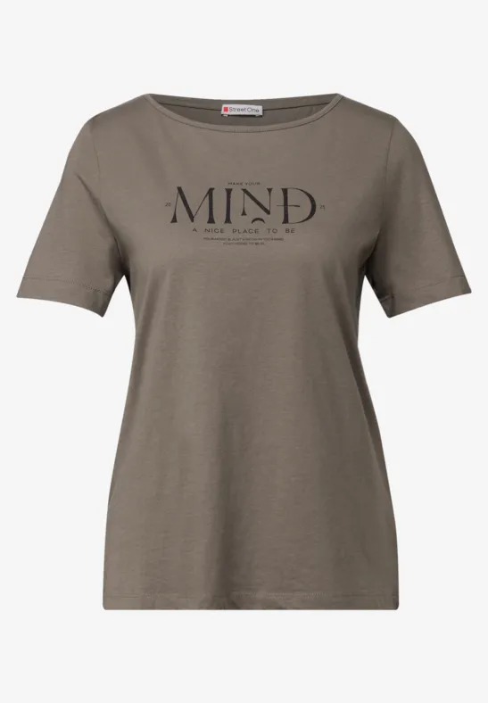 Basic Shirt mit Print dark tumbled beige