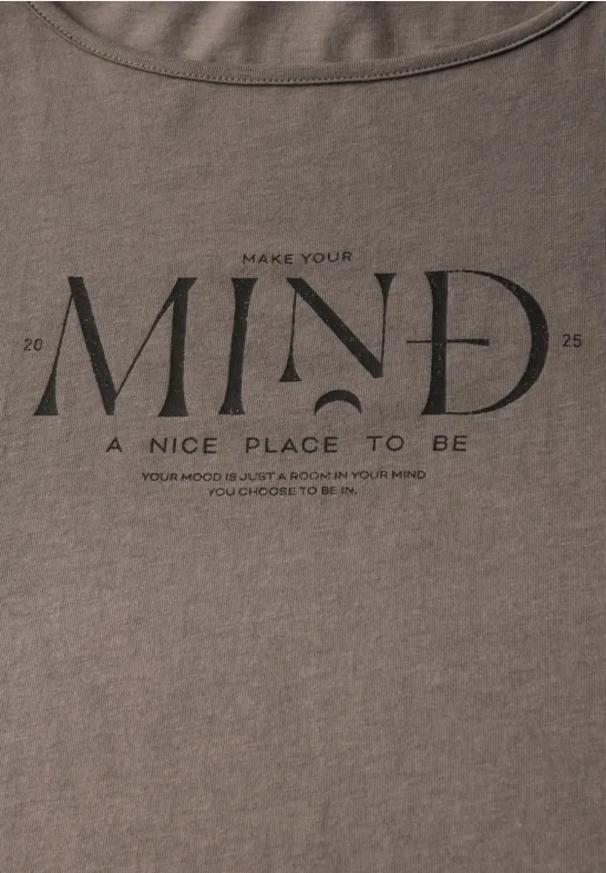 Basic Shirt mit Print dark tumbled beige