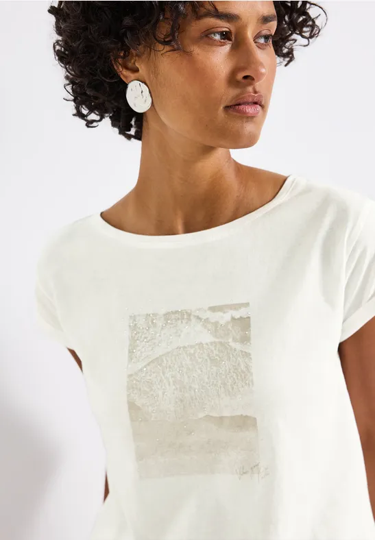 Shirt met fotoprint off white
