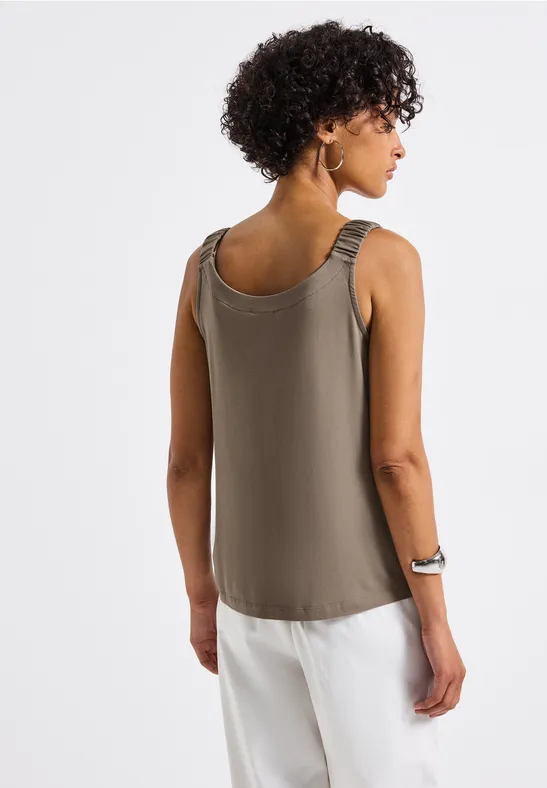 Top avec fronces dark tumbled beige