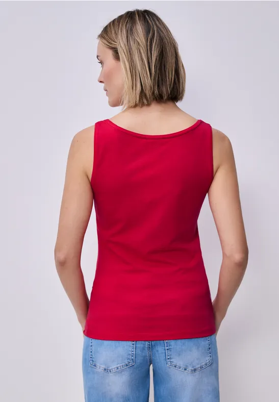 Basic Top mit Rundhals aus Jersey salsa red