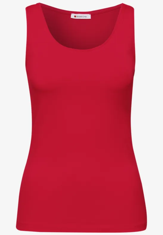 Basic Top mit Rundhals aus Jersey salsa red