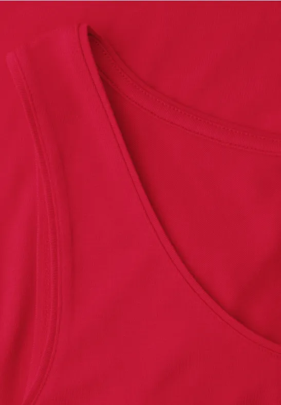 Basic Top mit Rundhals aus Jersey salsa red