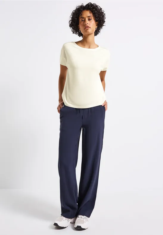 Jersey-Shirt mit Mesh-Detail off white