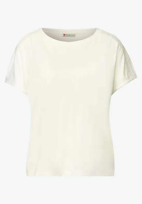 Jersey-Shirt mit Mesh-Detail off white