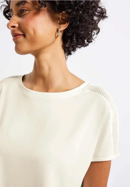 Jersey-Shirt mit Mesh-Detail off white