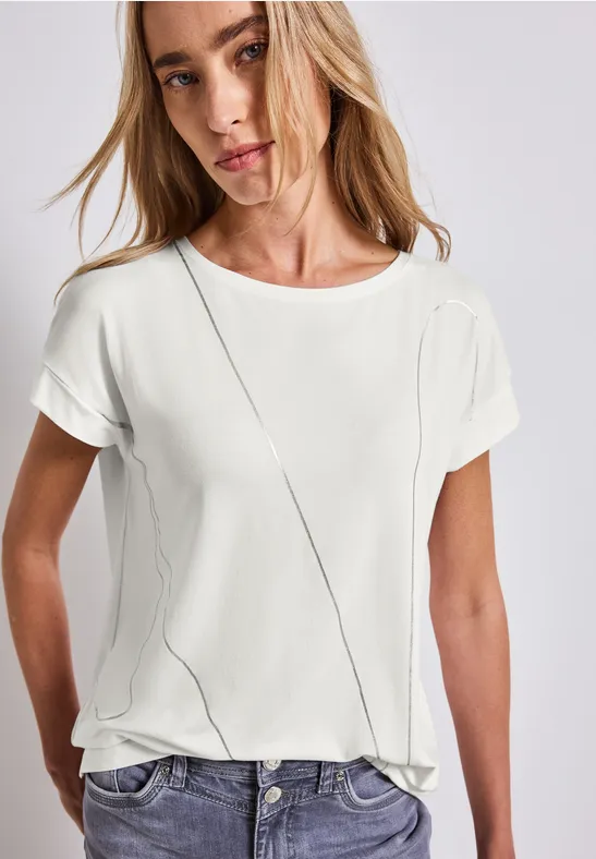 Shirt mit feinen Linien off white