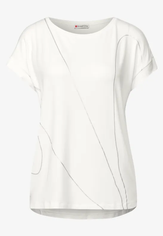 Shirt mit feinen Linien off white