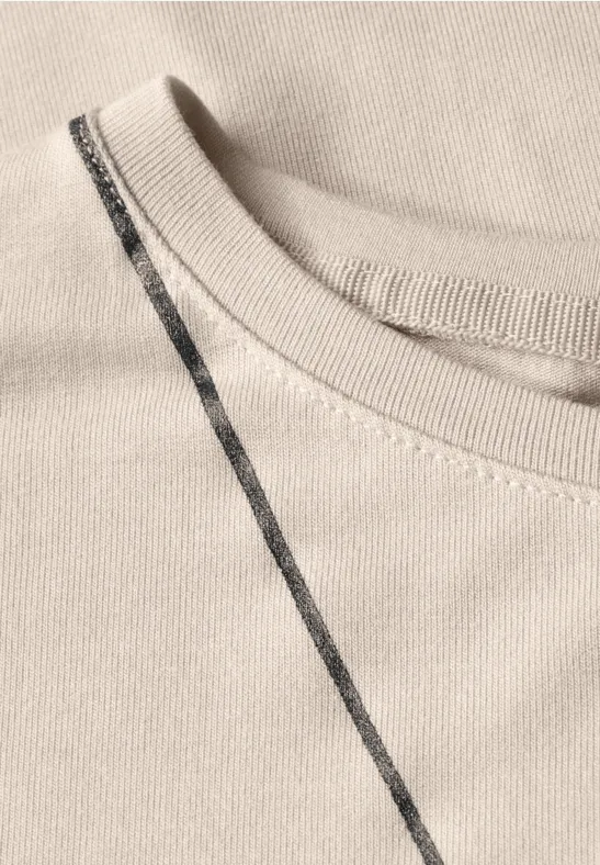 Shirt met fijne lijntjes smooth sand beige