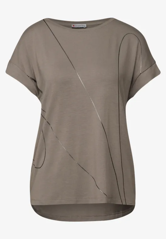 Shirt met fijne lijntjes dark tumbled beige