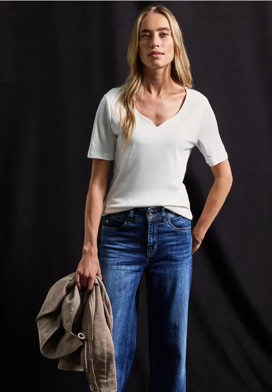 T-shirt avec encolure en cœur off white