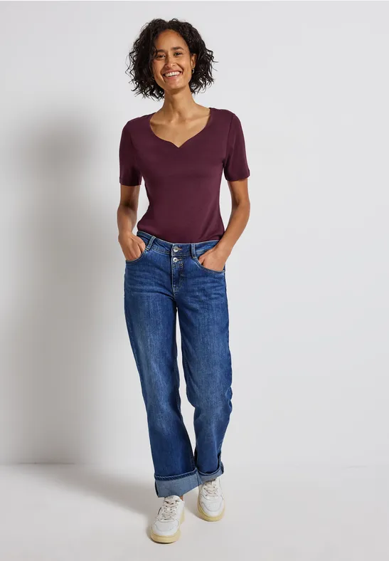 Shirt met hartvormige halslijn noble red