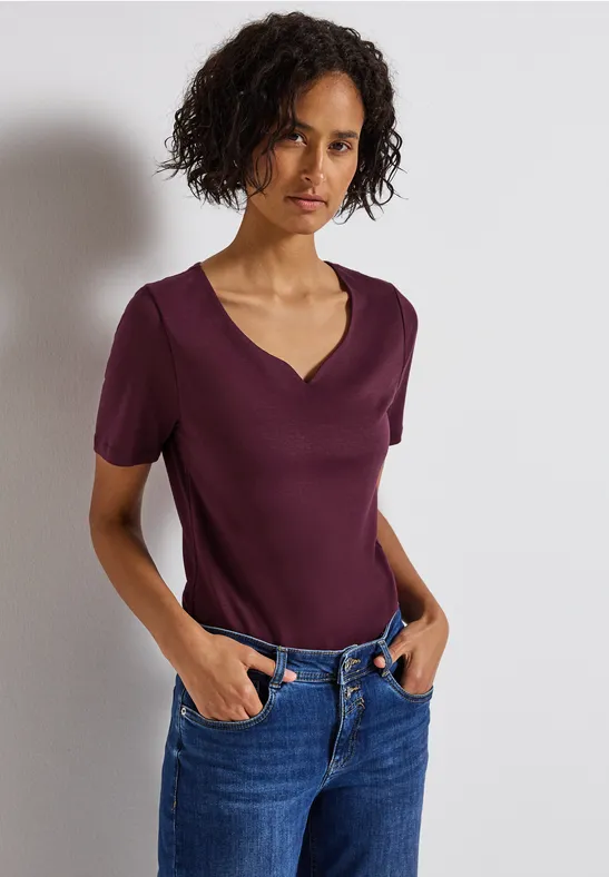 Shirt met hartvormige halslijn noble red