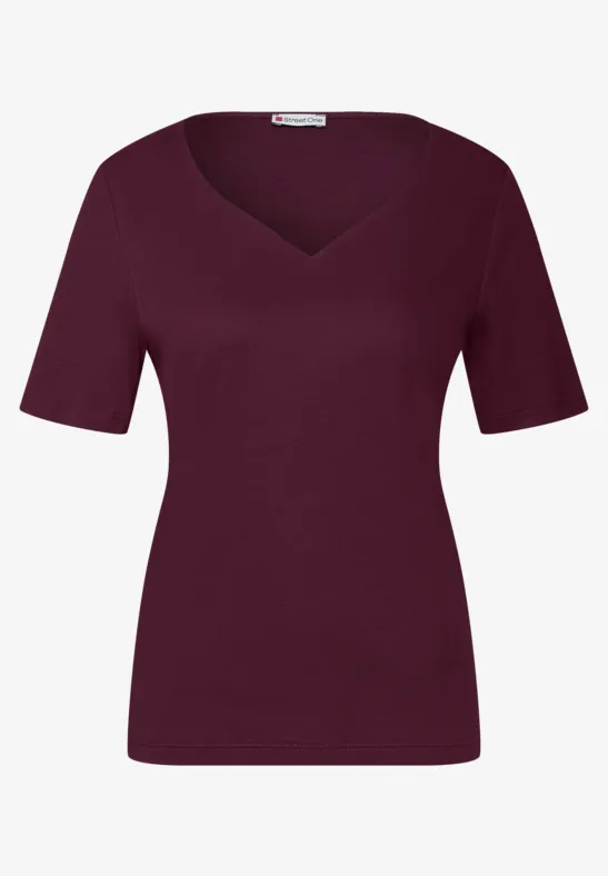 Shirt met hartvormige halslijn noble red