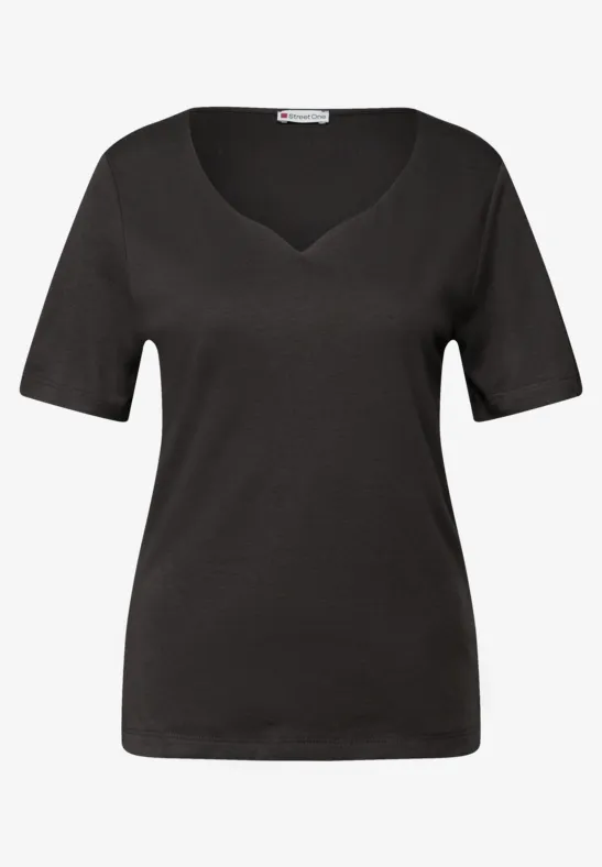 Shirt met hartvormige halslijn darkest brown