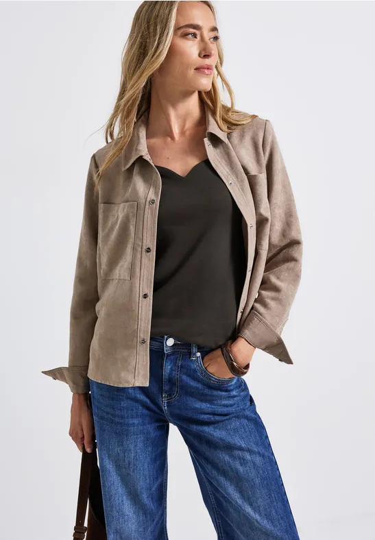 Shirt met hartvormige halslijn darkest brown
