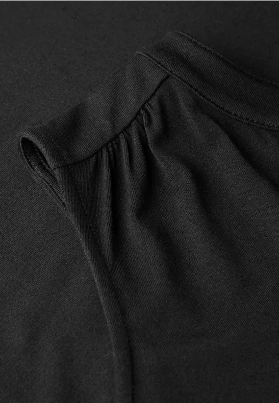 Split Neck Jersey-Top Black