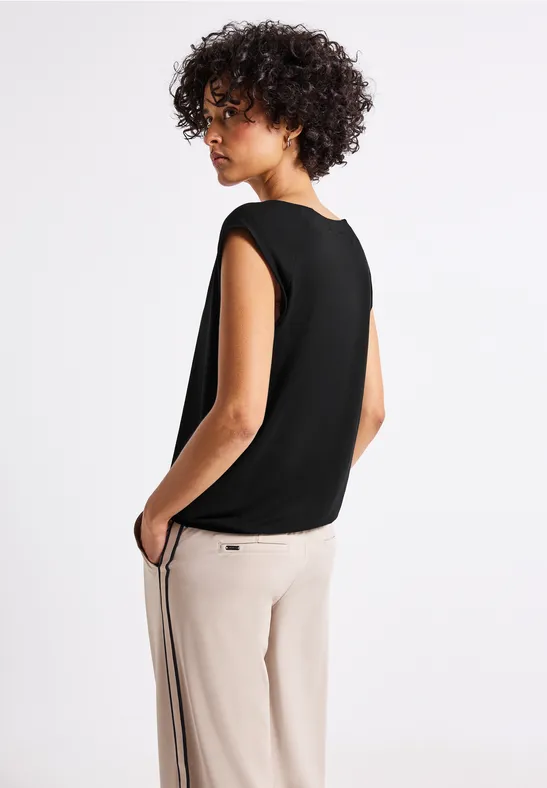 Jersey-Shirt mit Elastiksaum Black
