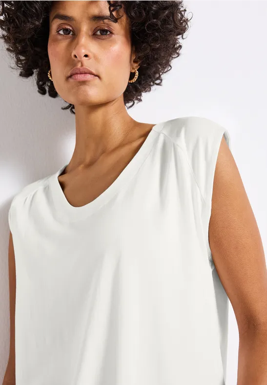 Jersey-Shirt mit Elastiksaum off white
