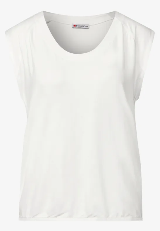 Jersey-Shirt mit Elastiksaum off white